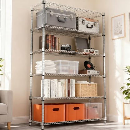 2100LBS 47.2" W 6 Tiers Shelf Storage Shelves Metal Shelving Unit Heavy Duty Garage Shelving Adjustable Wire Shelves for Pantry