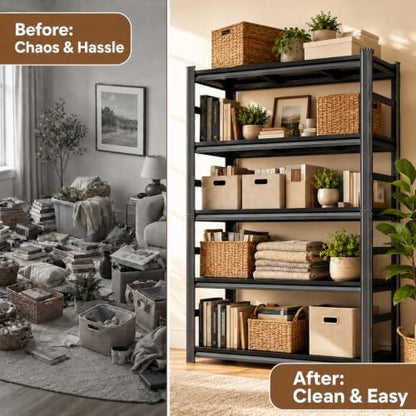 Heavy Duty Wood Bookshelf Adjustable Storage Shelving Unit for Home Office