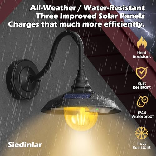 Solar Barn Light Outdoor Aluminum 3 Modes Remote