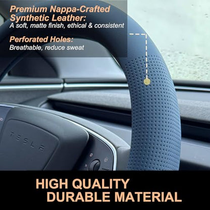 Nappa Leather Steering Wheel Cover for Tesla Model Y