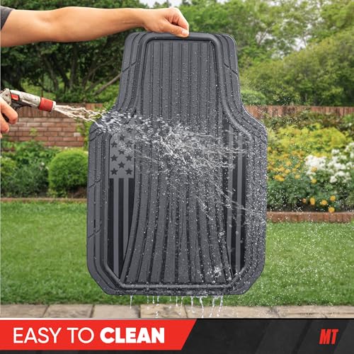 MotorTrend Black Flag Rubber Floor Mats
