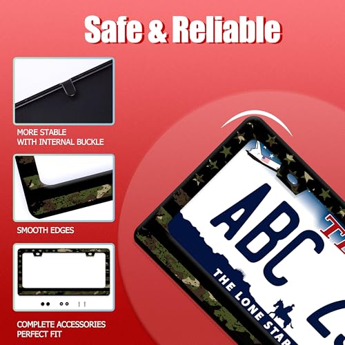 Camo American Flag License Plate Frame Stainless Steel US License Holder