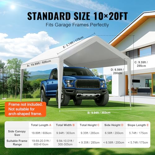 Carport Replacement Canopy Cover 10 x 20 ft