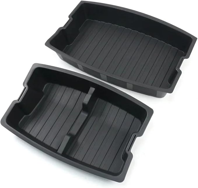Double-Layer Rear Front Trunk Storage Box Frunk Organizer Tray with Compartments Car Accessories Compatible for Tesla Model 3 Highland 2024 Car Organizer(Rear Double Layer)