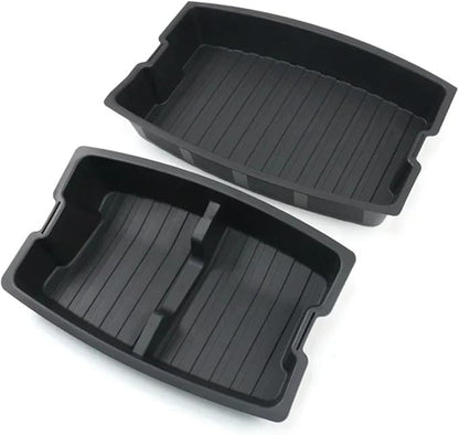 Double-Layer Rear Front Trunk Storage Box Frunk Organizer Tray with Compartments Car Accessories Compatible for Tesla Model 3 Highland 2024 Car Organizer(Rear Double Layer)