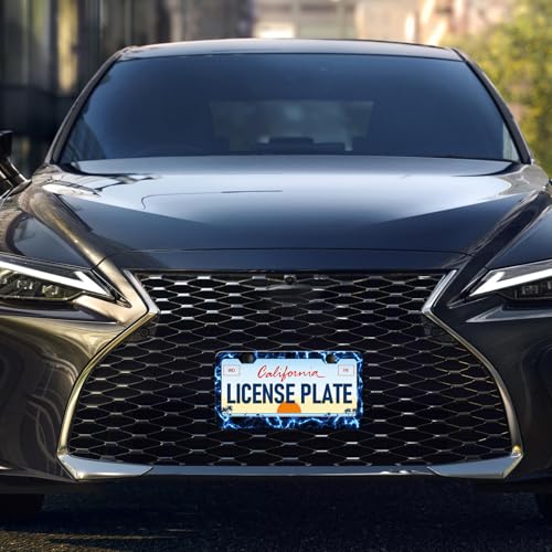 Blue Lightning License Plate Frames