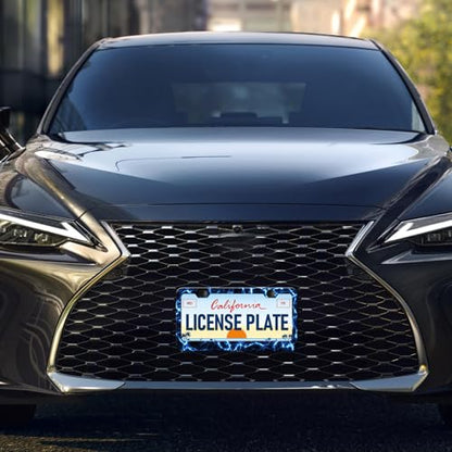 Blue Lightning License Plate Frames