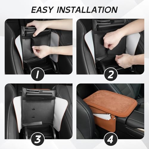 Car Leather Center Console Cover with 2 Storage Bags