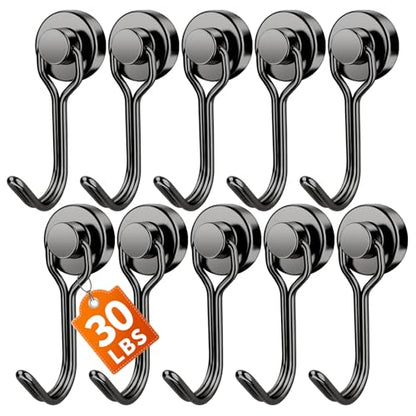 10 Pack Black Magnetic Hooks (10 Count)
