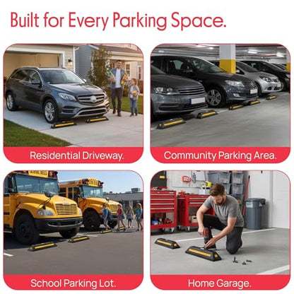 Curb Garage Vehicle Floor Stopper for Parking Safety 1PC Heavy Duty Rubber Parking Lot Driveway Stopper