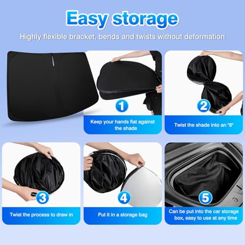Window Shades for Tesla Model Y Juniper 2025 2026 Windshield Side Rear Window Full Set Blackout Privacy Sunshades for Model Y Accessories Foldable Black Out Window Cover 8PCS (8 Count)
