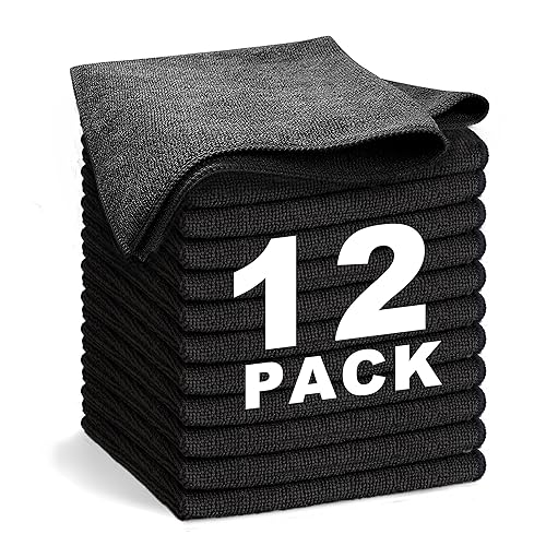 Black Microfiber Cleaning Cloth 13"x13" (12 Count)