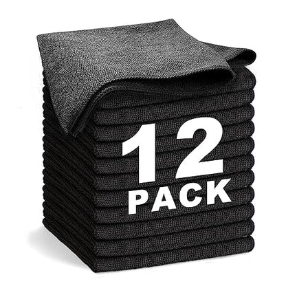 Black Microfiber Cleaning Cloth 13"x13" (12 Count)