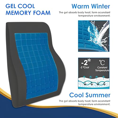 Gel Lumbar Support Pillow for Office Chair Car Gaming Chair Lower Back Pain Relief Back Support