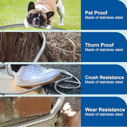 Metal Garden Hose 30 Ft Flexible Stainless Steel Water Hose 25 Ft 50 Ft With Hose Nozzle