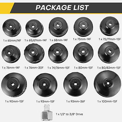 15PCS Oil Filter Cap Wrench Tool