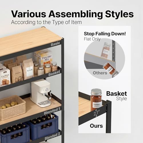 House Black 24.1" W 5 Tier Storage Shelves Garage Shelving Unit