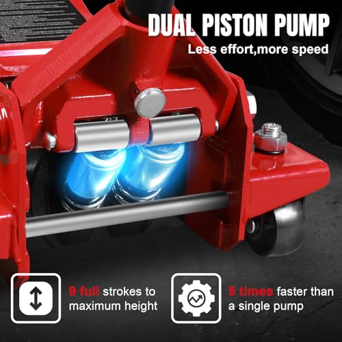 4 Ton Floor Jack Hydraulic Low Profile Floor Jack with Dual Piston Quick Lift Pump
