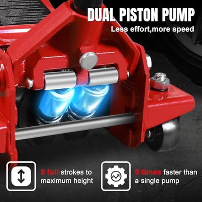 4 Ton Floor Jack Hydraulic Low Profile Floor Jack with Dual Piston Quick Lift Pump