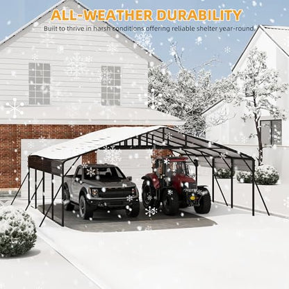 20 x 20 FT Metal Carport with Galvanized Steel Roof