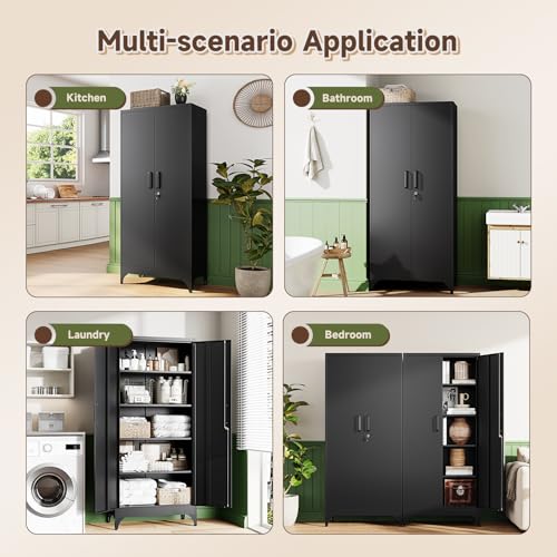 71" H Metal Storage Cabinet with 2 Doors and 4 Shelves