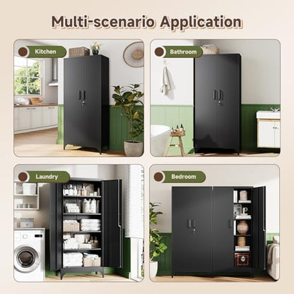 71" H Metal Storage Cabinet with 2 Doors and 4 Shelves