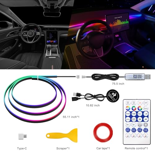Dreamcolor Acrylic Interior Car LED Strip Light with Motion Sensor Switch