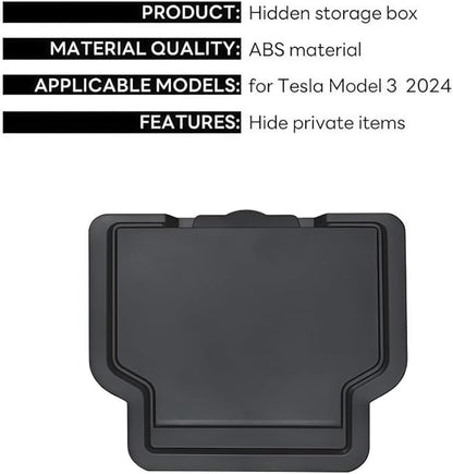 GGCLIMAX Car Organizer Compatible with Tesla Model Y Launch 2025 and Model 3 Highland 2024 Armrest Hidden Storage Box Magnetic and Slide Types ABS Interior Organizer(Slide Box)