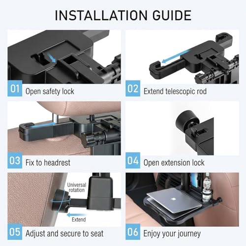Car Back Seat Tray Table with Expandable Tray