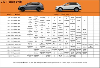 6 Layers Waterproof SUV Car Cover for Volkswagen Tiguan Allspace LWB