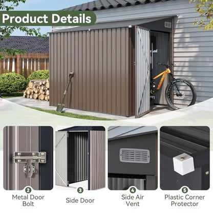 8x6 FT Lean to Shed Outdoor Storage Shed