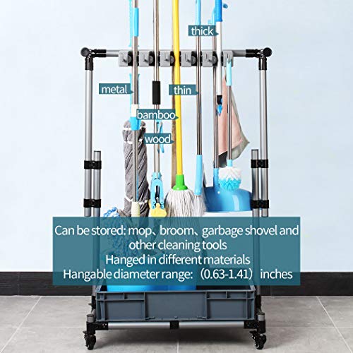 Broom And Mop Holder Put Wet Movable Floor