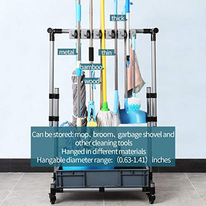 Broom And Mop Holder Put Wet Movable Floor