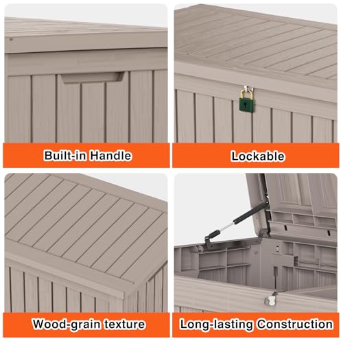 180 Gallon Outdoor Storage Box Patio Deck Box Waterproof