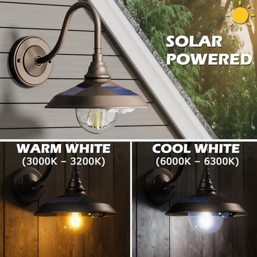 Solar Barn Light Outdoor Aluminum 3 Modes Remote (2 Count)