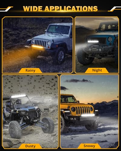 22 Inch LED Light Bar 6 Modes Amber White Strobe Off Road Lights