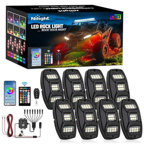 RGBW LED Rock Lights Kit 8 Pods 22 LEDs Wide Angle Lighting (16 Ounce)