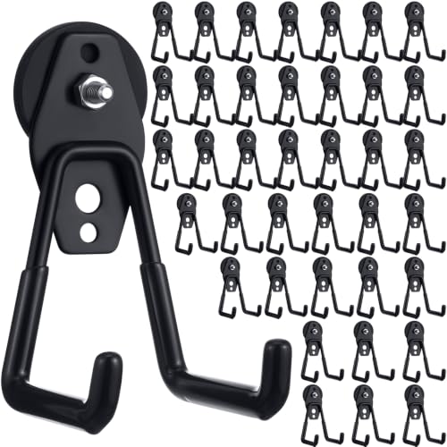 38 Pcs Large Magnetic Hooks Heavy Duty Garage Magnet Hooks Strong Storage Utility Magnetic Hangers with Anti Slip Rubber Coating for Indoor and Outdoor Hanging (38 Count)