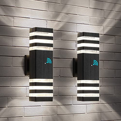 2 Pack Dusk to Dawn Outdoor Wall Lights Modern Black Exterior Light Fixture (2 Count)