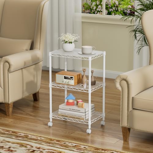 3 Small Wire Shelves Kitchen Pantry Close Home Organizers and Storage Bathroom Shelf Laundry Room Organization Adjustable Book Metal Garage Shelving Unit