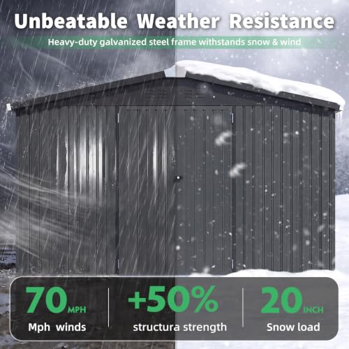 12' x 12' Waterproof Metal Garden Tool Shed