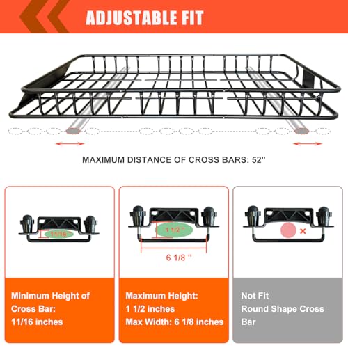 Roof Rack Rooftop Cargo Carrier Basket 65"*39"*6"+Waterproof Bag 20 Cu.Ft