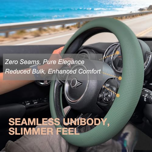 Large Size Nappa Leather Steering Wheel Cover 15.75 Inch