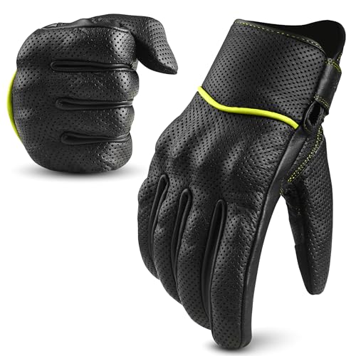 Motorcycle Gloves Men's Leather Motorbike Gloves Touchscreen Function