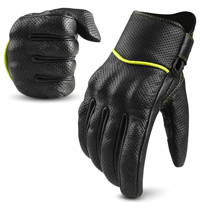 Motorcycle Gloves Men's Leather Motorbike Gloves Touchscreen Function