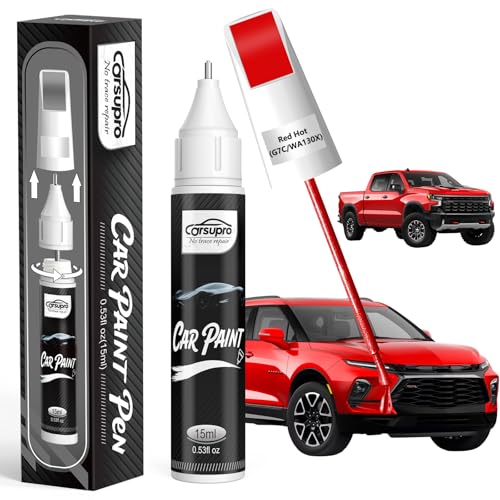 Red Hot(G7C/WA130X) for Chevrolet Touch Up Paint Pen, 2 in 1 Car Scratch Remover with Pen Tip and Brush, Precise Color Match for Car Paint Scratch Repair, Quickly and Easily Fix Chips and Nicks