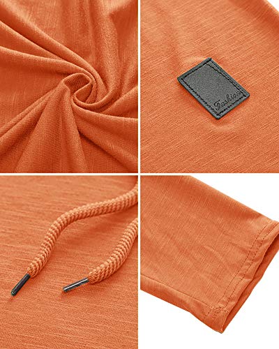 Mens Fashion Athletic Hoodies Sport Sweatshirt Solid Color Fleece Pullover Orange