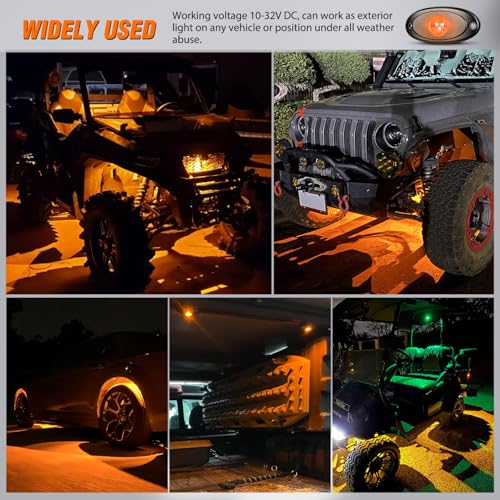 LED Rock Light 4 PCS Amber Color Waterproof