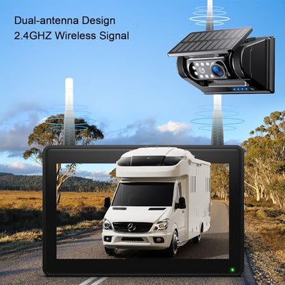 7" HD 1080P Magnetic Solar Wireless Backup Camera 1 Min DIY Install
