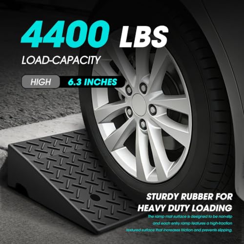 6.3" Rise Rubber Curb Ramp Heavy Duty Loading Driveway Ramp Threshold Ramp 39" W x 19.5" D x 6.3" H for Loading Dock